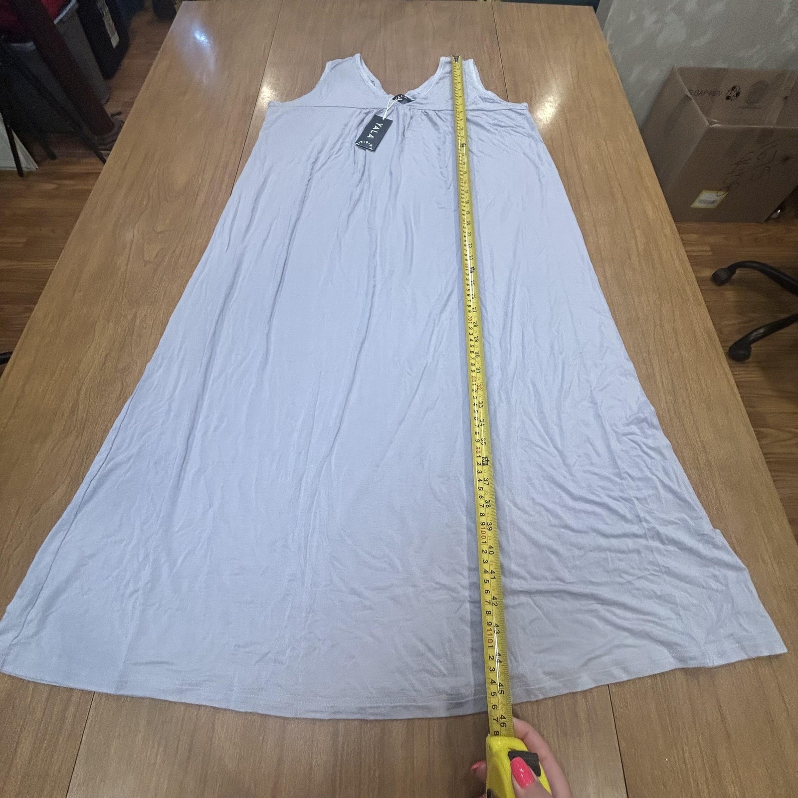 YALA Dress Womens XL Gray Sleeveless Scoop Neck Maxi Bamboo Jersey Travel Lounge