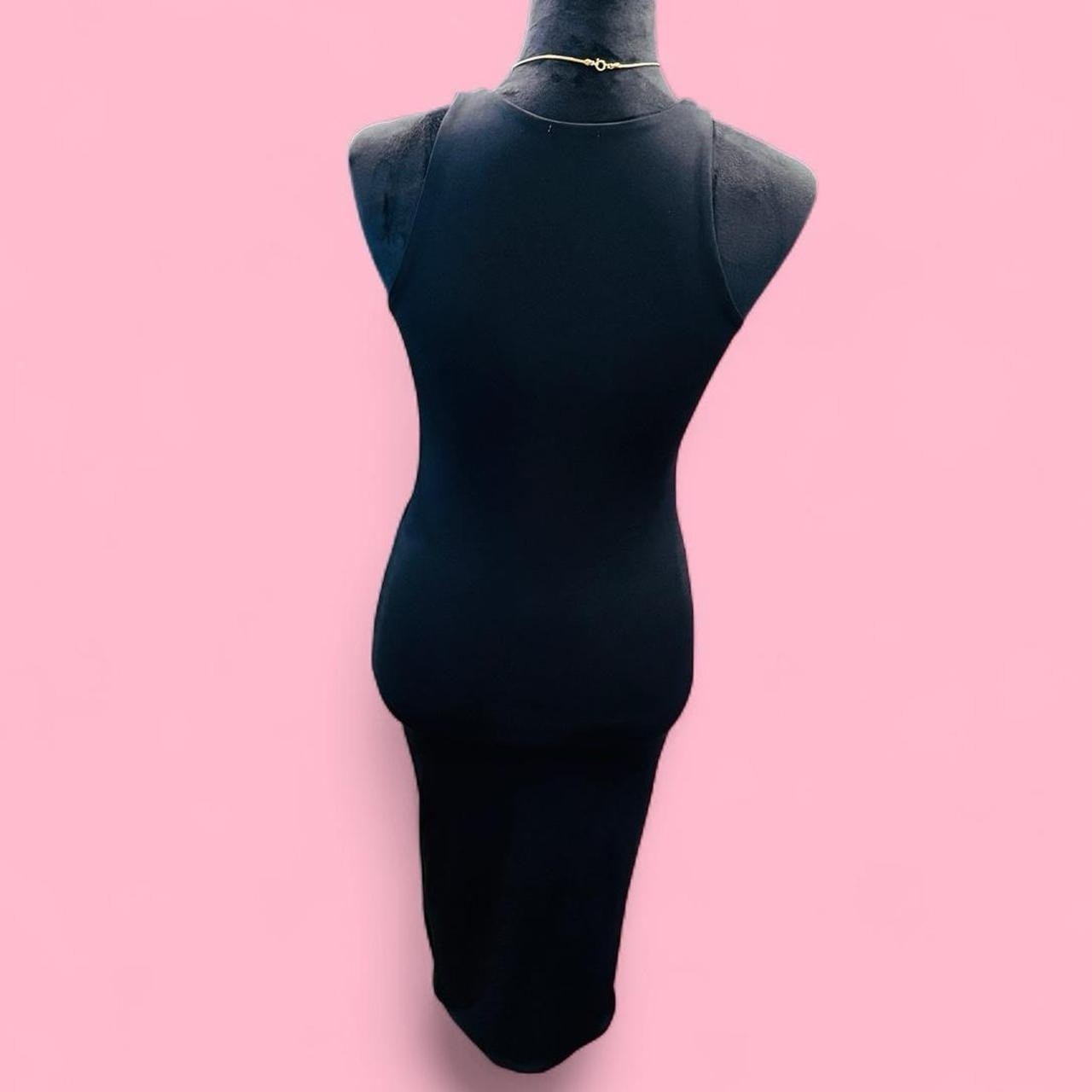 Black Sexy Vamp Minimalist Modern Party Club Wear Bodycon Derek Heart Dress NEW