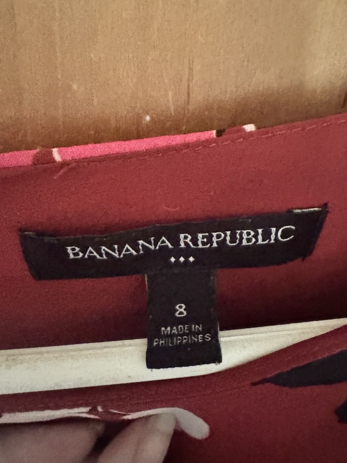 Banana Republic Red, Black And White Floral Round Neck Split Sleeve Dress Size 8