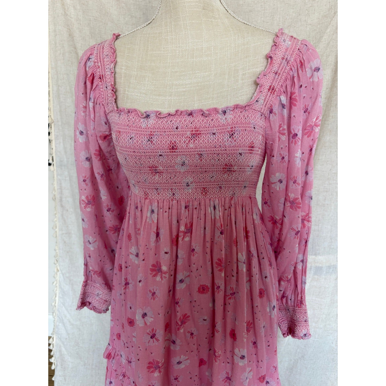 LoveShackFancy Miri Pink Coral Blaze Dress Size Small