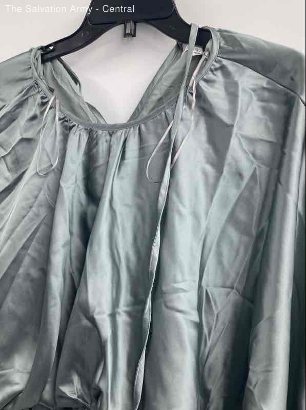 Mable Womens Green Satin Long Sleeve Round Neck Short Mini Dress Size Small