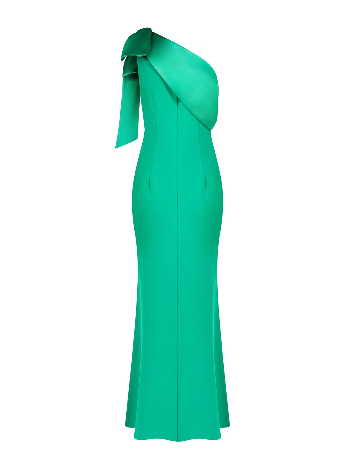 Renaissance Satin Bow Crepe Flared Scuba Long Dress – Collection