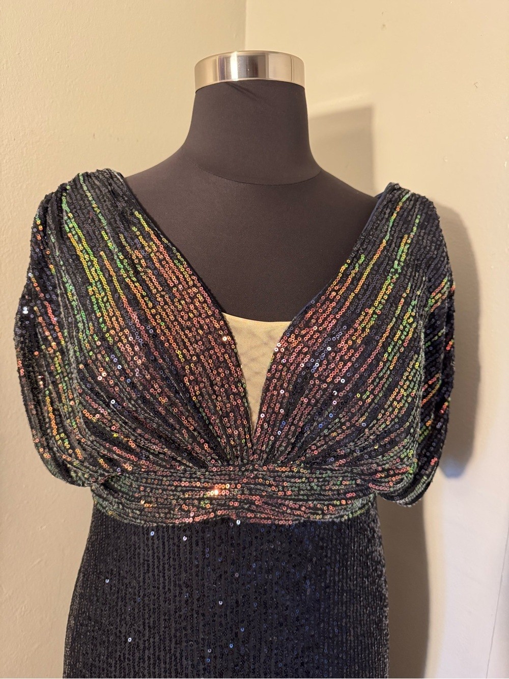 UNITHORSE Navy Iridescent Sequin Formal Gown Plus Size 1XL