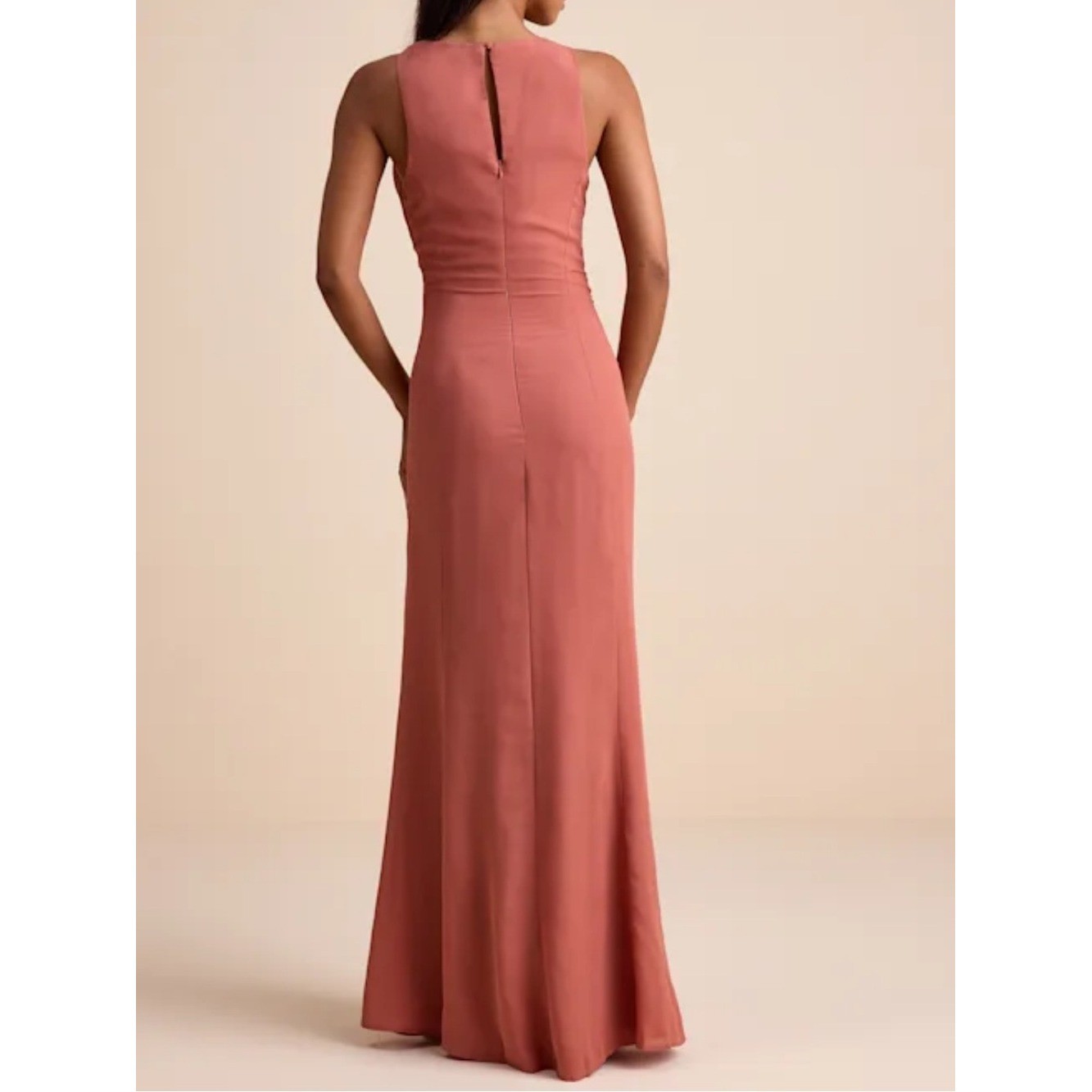 NWT-Mikaila Rusty Rose Cowl Neck Ruched Column Maxi Dress
