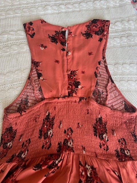 TORRID Rust Floral Print Smocked Challis Midi Summer Dress Size 1 S/M NEW