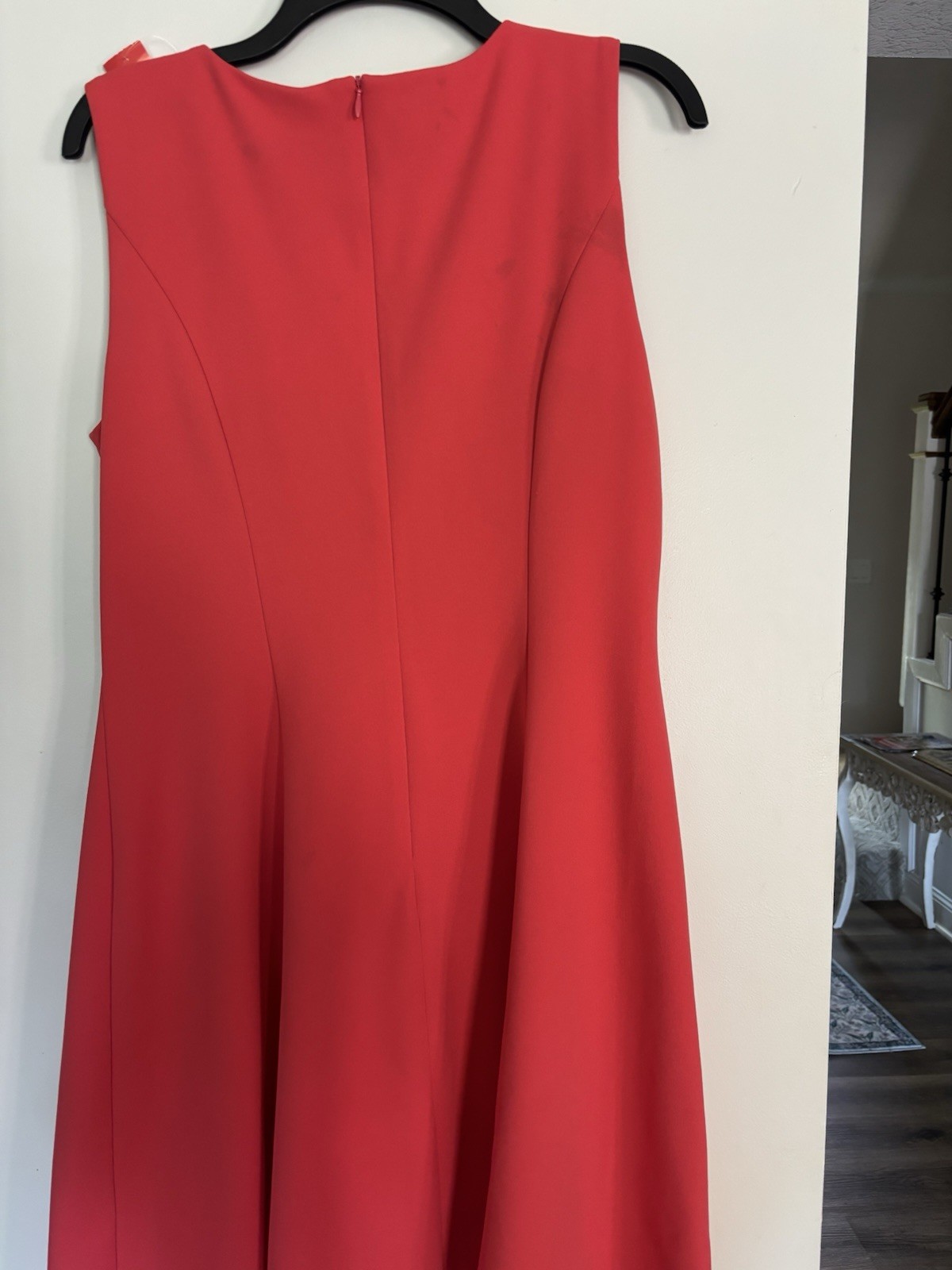 Roz & Ali Red Solid Sleeveless Cut-Out Keyhole Round Neck Zip Dress 14 Reg