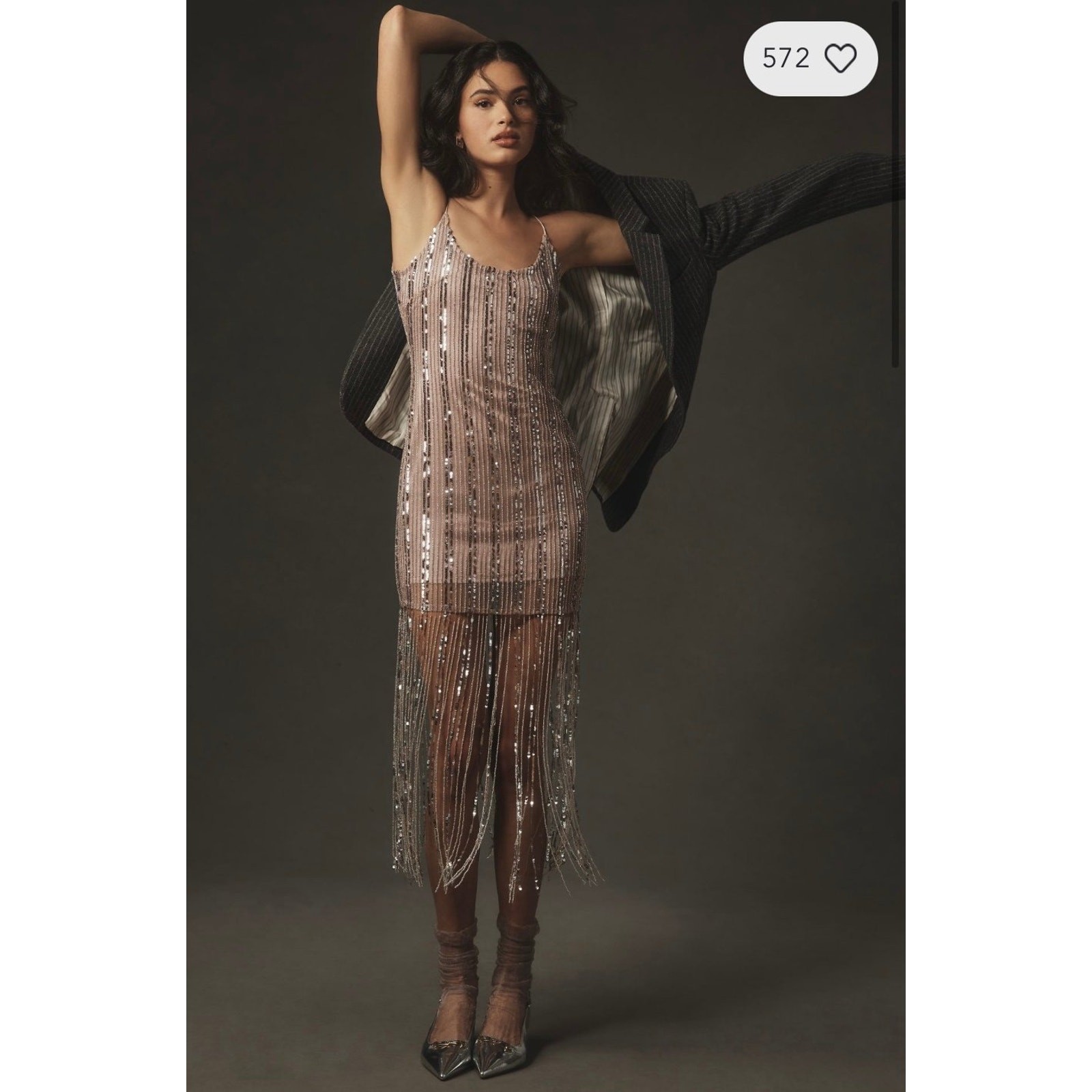NWT❤️Anthro MAEVE SEQUIN STRAPPY BEADED-FRINGE MINI DRESS sz10