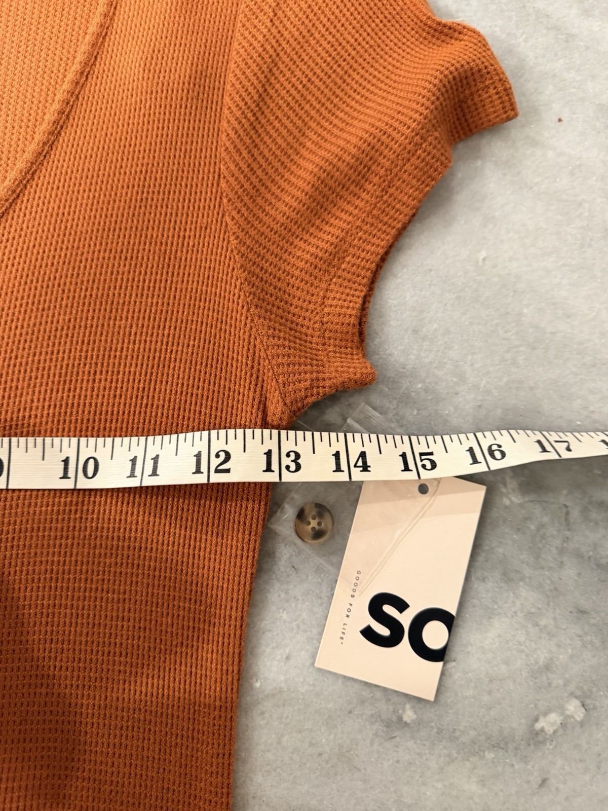 SO Rust Orange Waffle Knit Button Front Midi Dress Women’s Medium Stretch Casual
