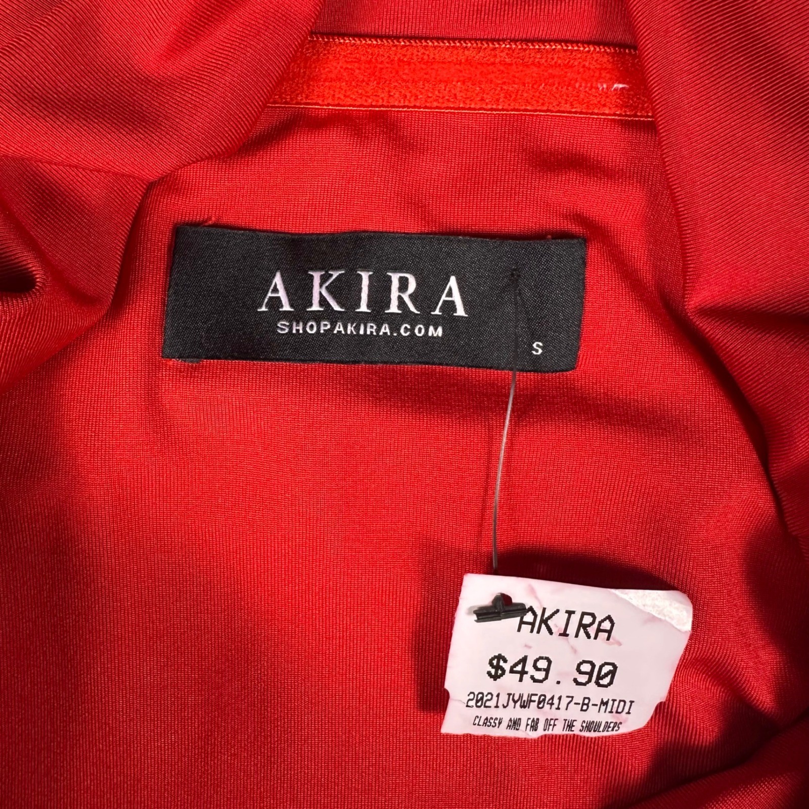 Akira Classy and Fab Red Off The Shoulder Midi Dress Womens S
