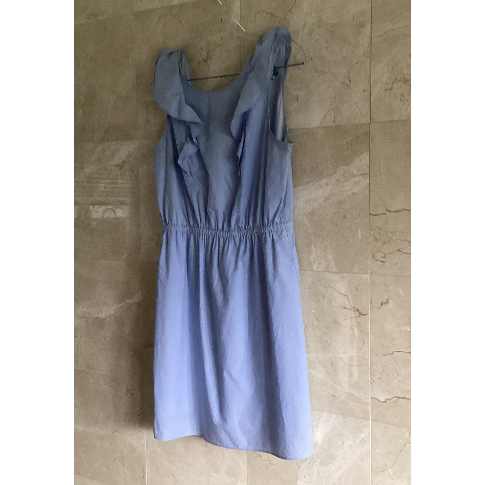 J. Crew Flutter Ruffle Sleeveless Dress Blue Cotton, Cottagecore Preppy – Size 6
