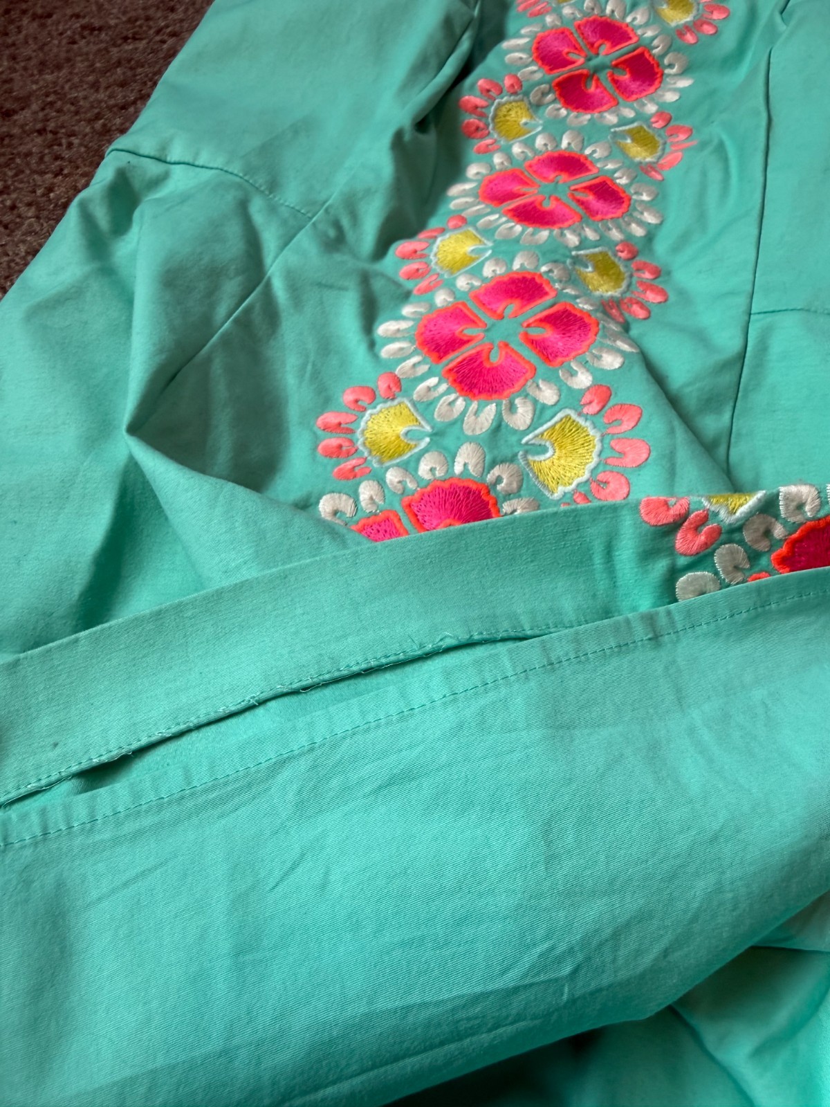 Vineyard Vines Turquoise Green Embroidered Strapless Sheath Dress Size 6 Preppy