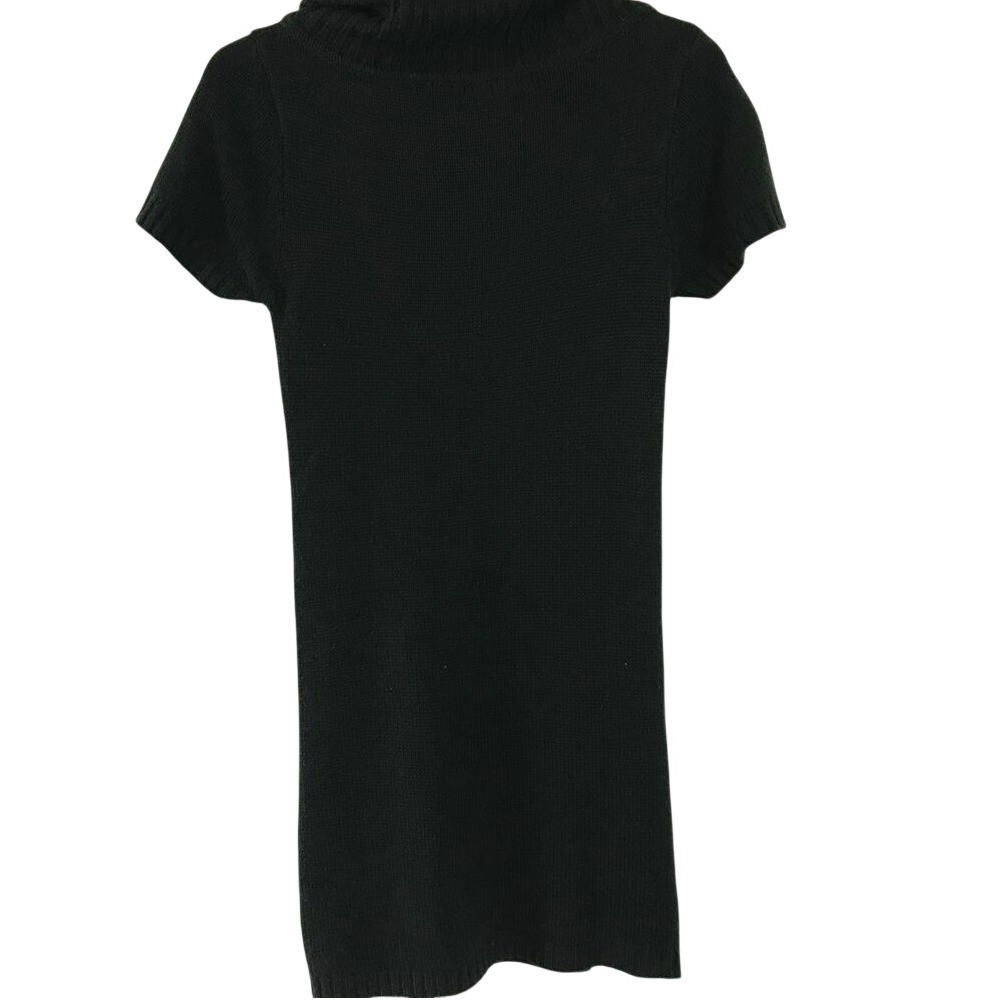 Frieda Kelly Womens Black Cable Knit Cowl Neck Short Sleeve Sweater Dress S 6135