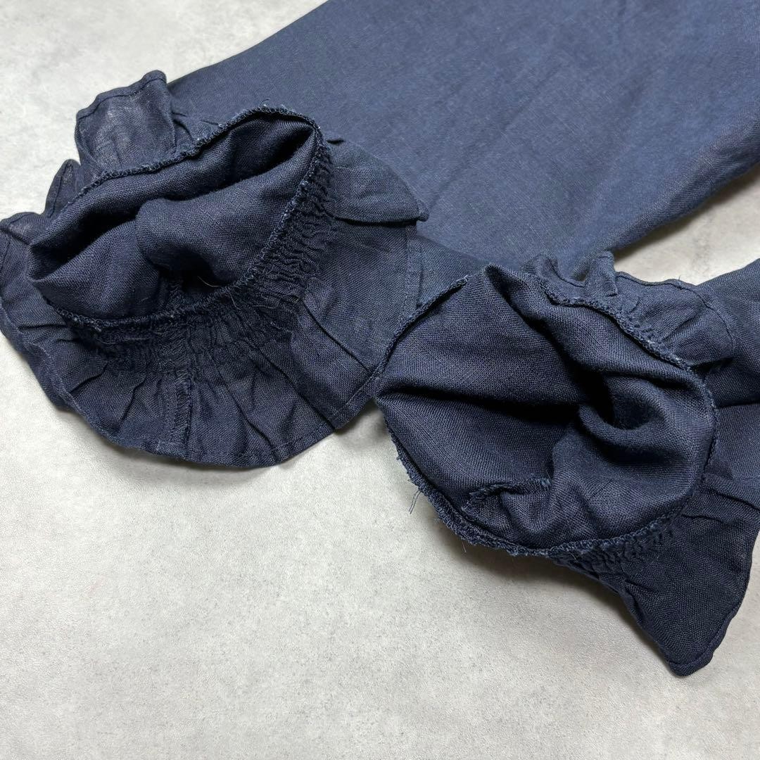 ICHI Antiquités 100% Linen Frill Collar Shirt Dress Japan