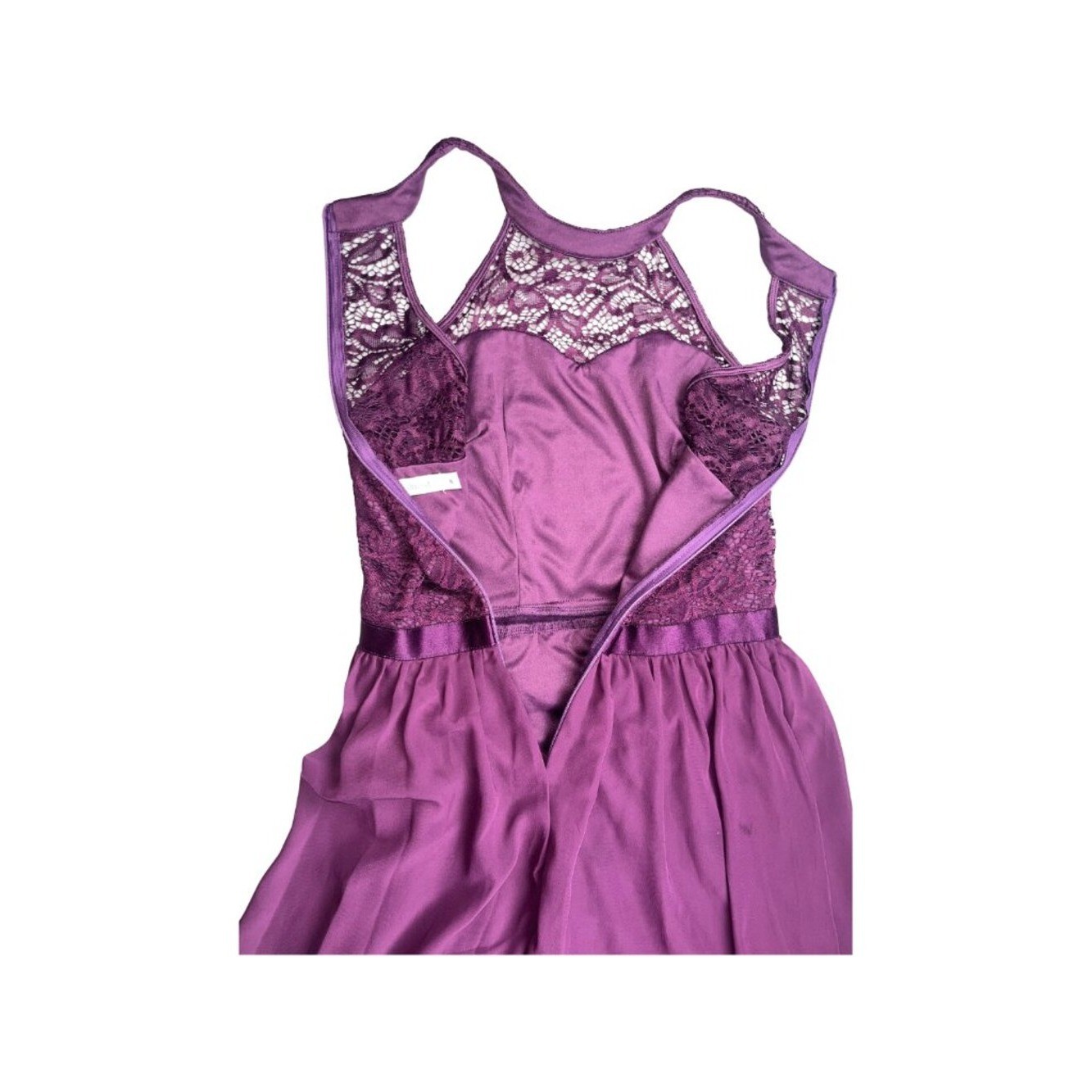 Wedtrend Purple Lace Halter Chiffon Fit Flare Cocktail Dress Womens Small