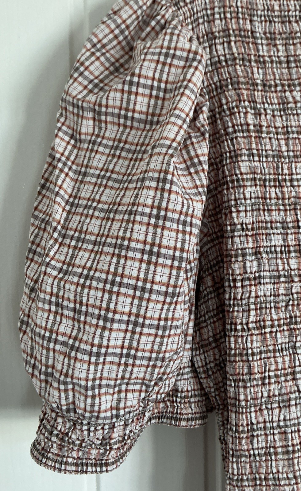Anise JD Williams Summer S20 Milkmaid Gingham Style Dress Rust Brown and Grey Ex
