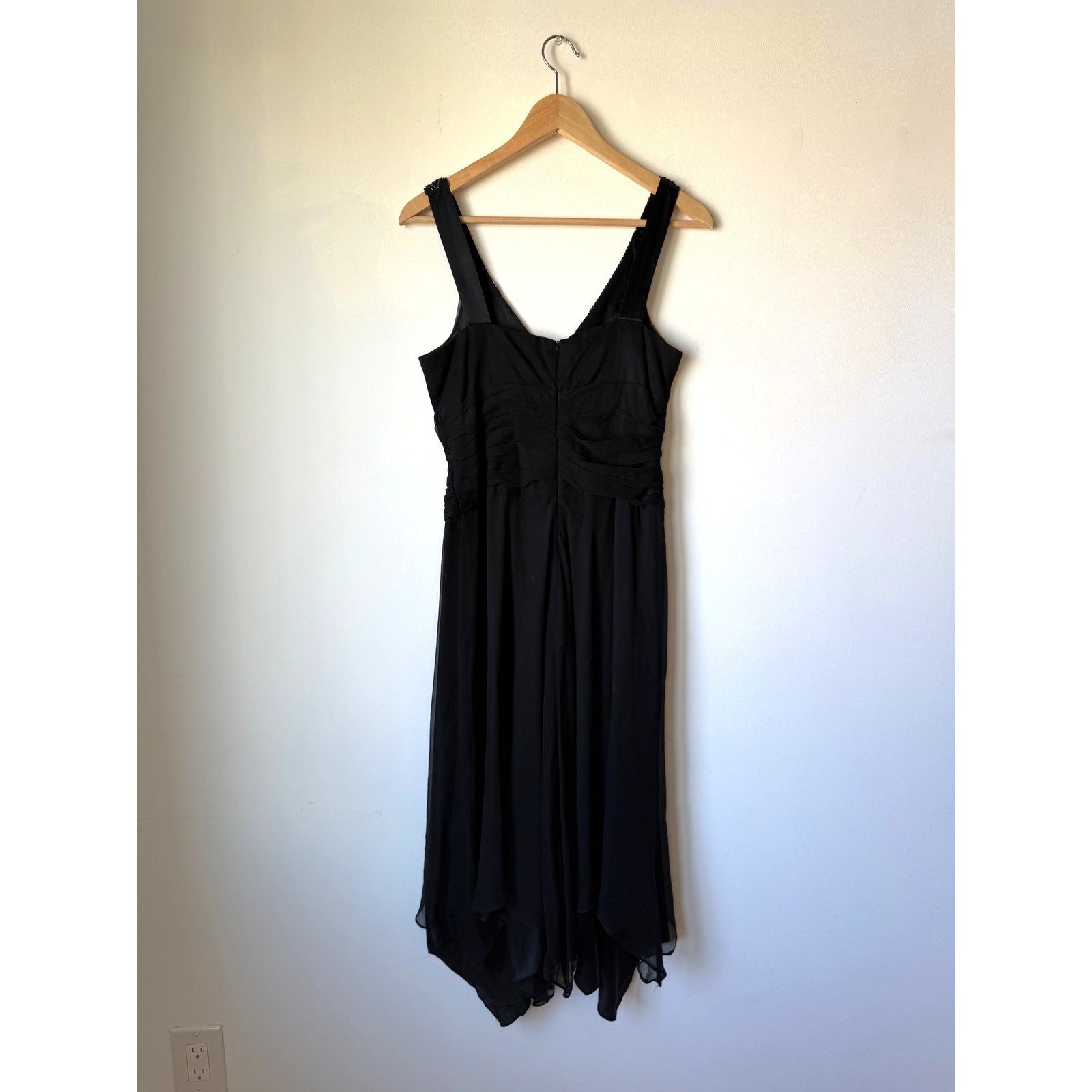 Donna Ricco Y2K Vintage Black Silk Beaded Handkerchief Cocktail Dress Size 8