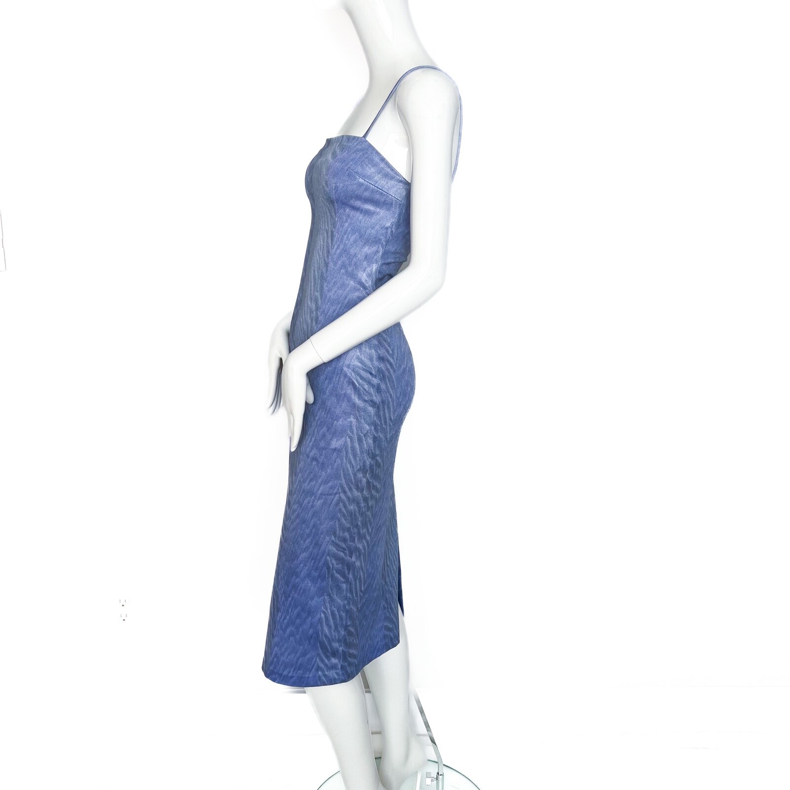 Cache by Alexia Admor | Midi Party Dress Cocktail Print Coated Bodycon Blue Sm