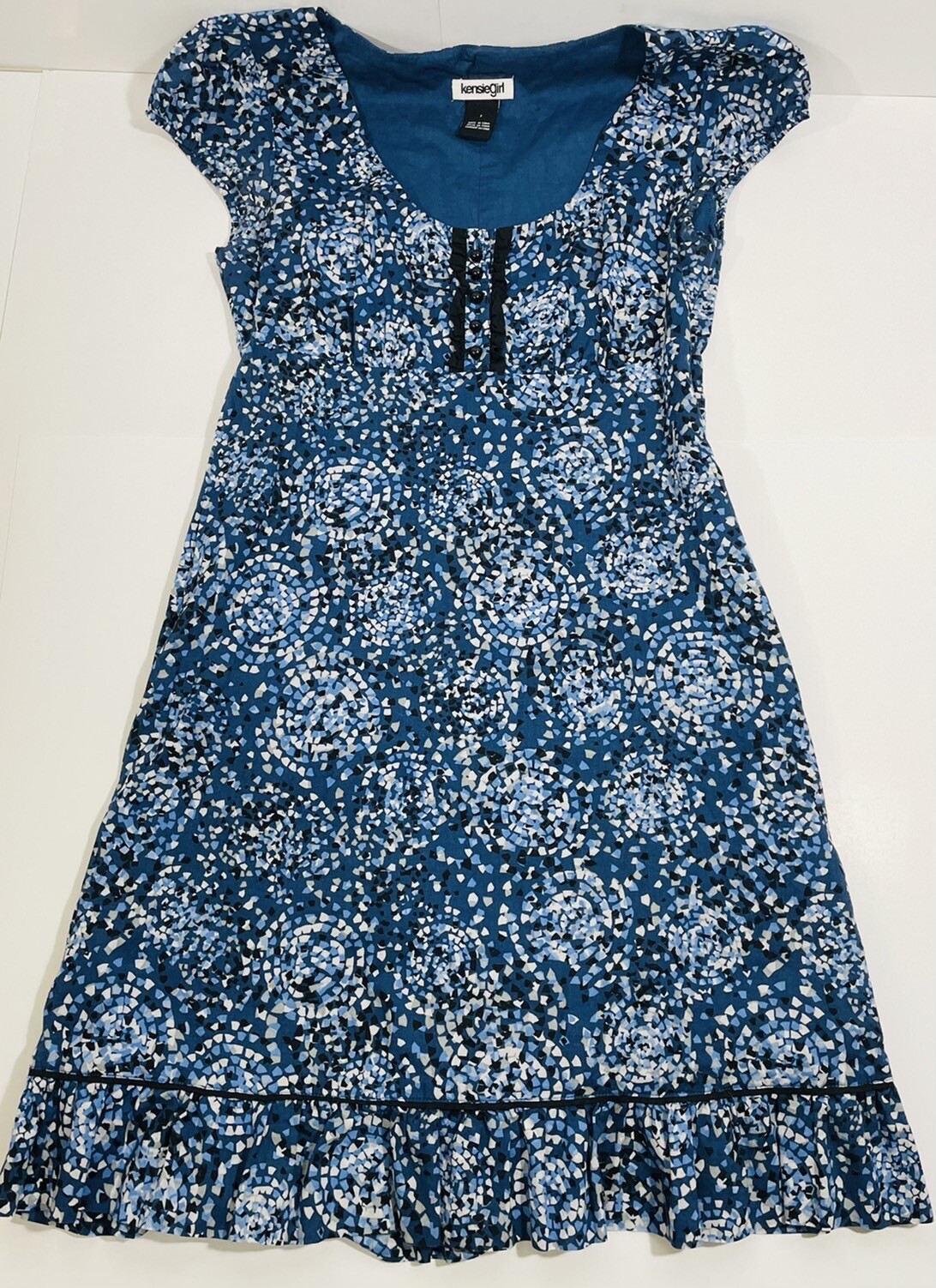 KENSIE Girl Sz 7 Blue Lace Cap Sleeve Side Zip Short Sheath Dress Juniors