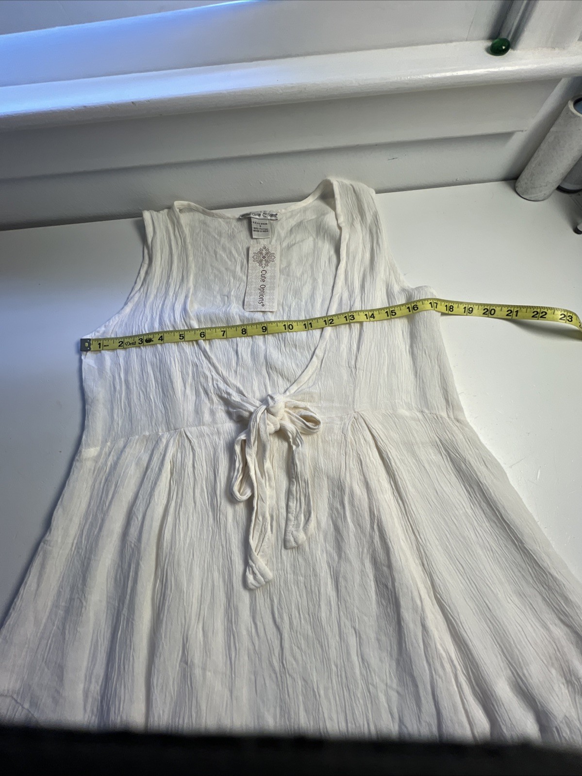 Cute Options Sz S Yvory Tiered Rayon Midi Cover Up Sundress Tie Front Babydoll