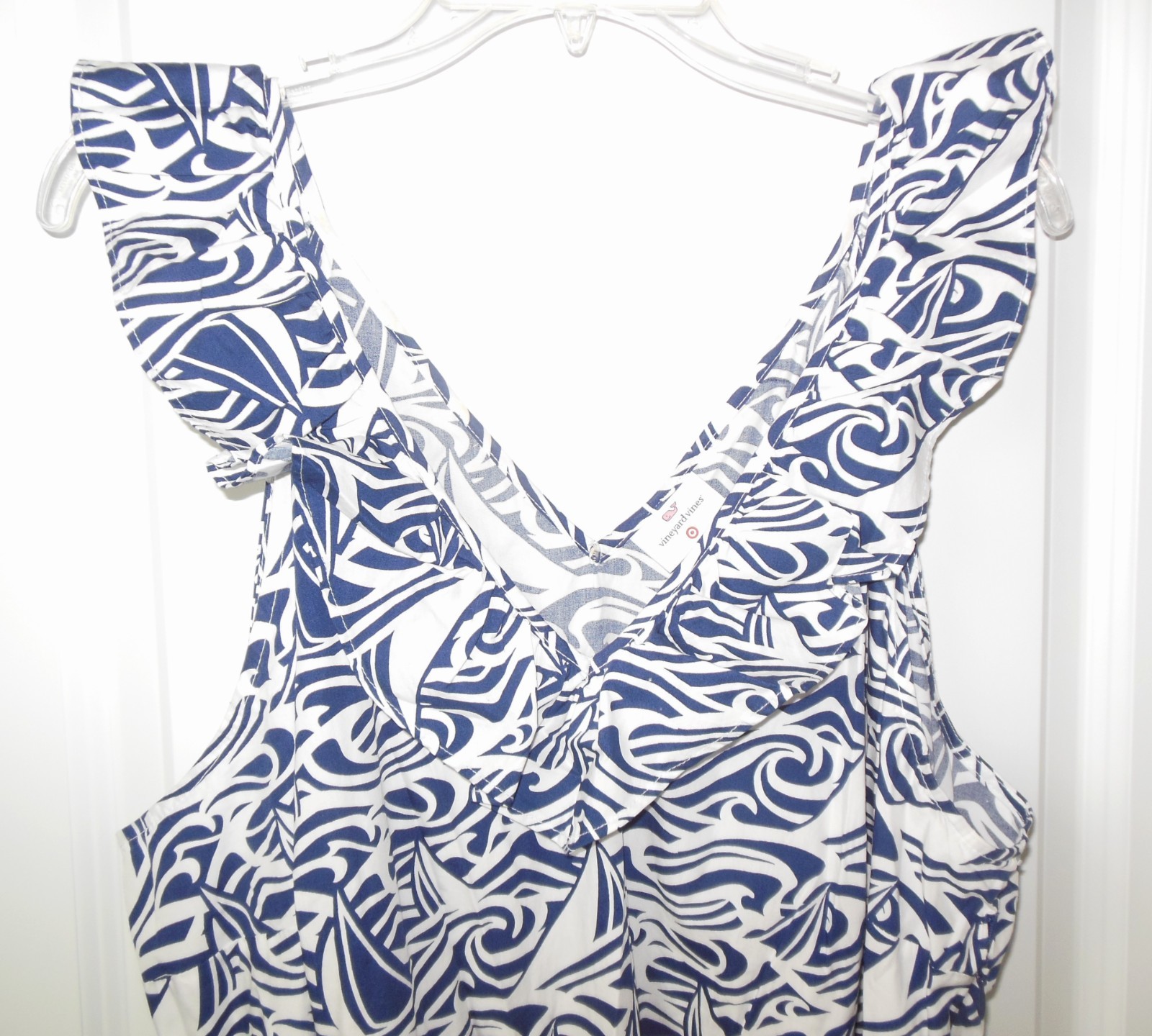Vineyard Vines x Target Sun Dress sz 2X Sleeveless Blue White Rough Seas w Belt