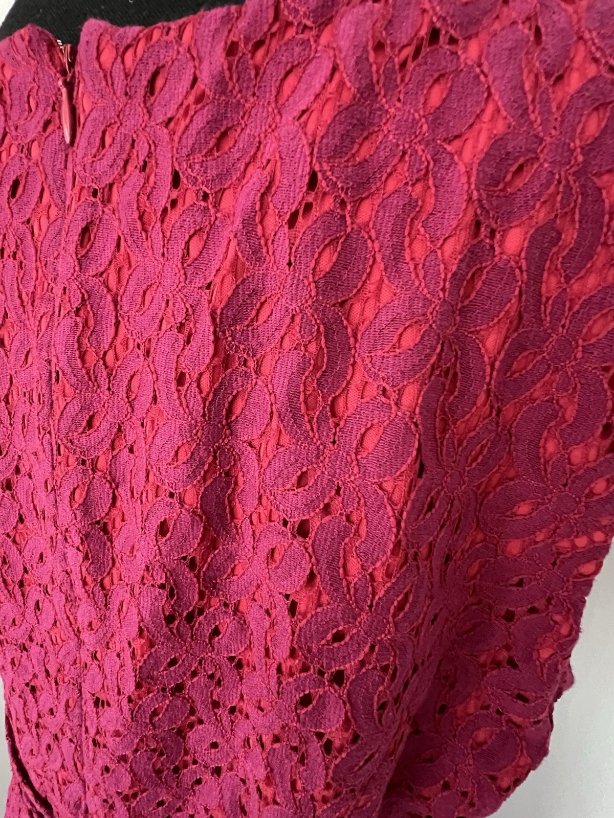Coldwater Creek Embroidered Lace Sleeveless Sheath Dress Raspberry 39″L Size 14