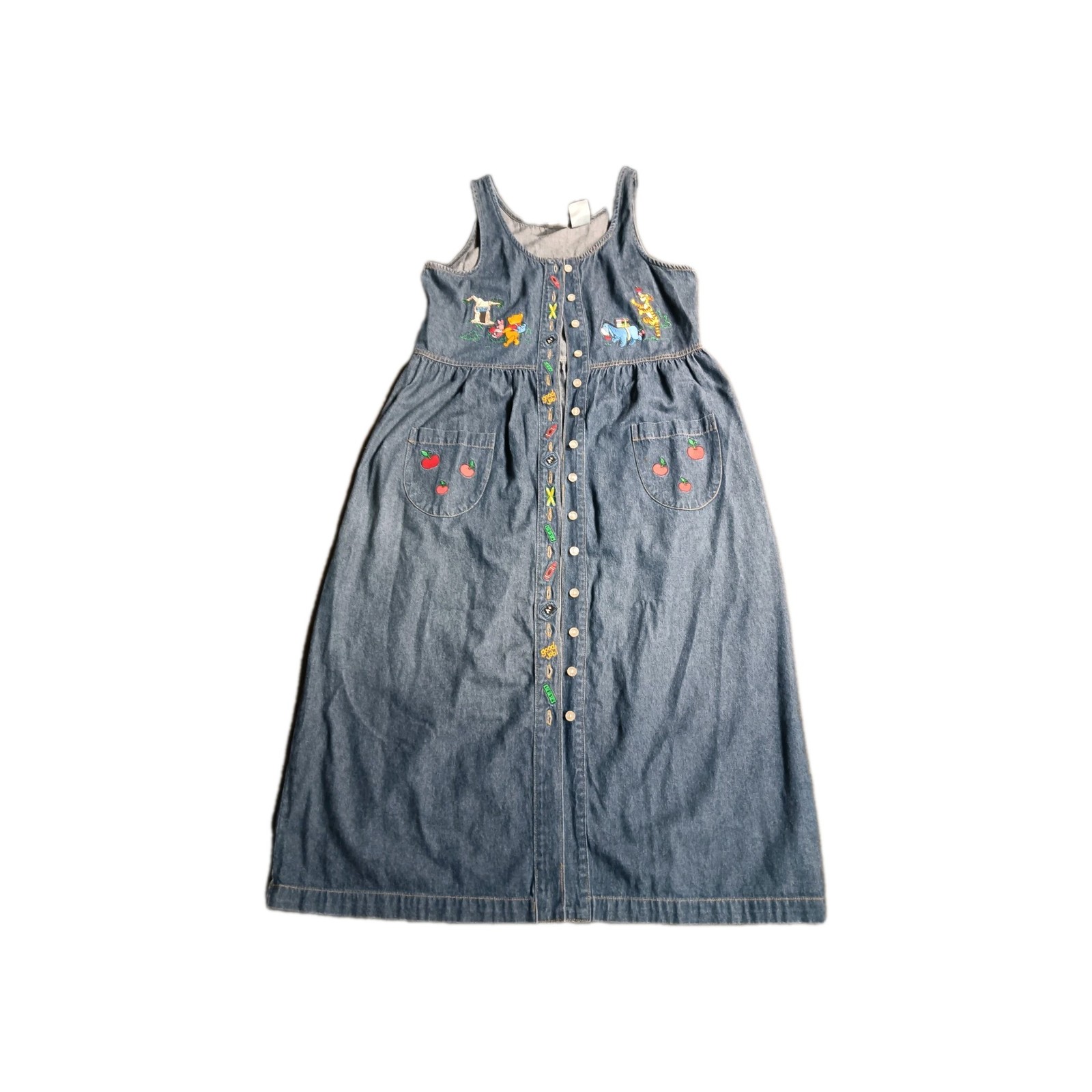 Vintage Disney Catalog Winnie Pooh Midi Denim Jumpsuit Dress Teacher School Med