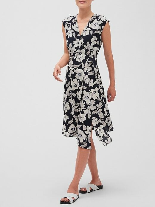 Banana Republic All Seasons Midi Wrap Dress Floral Dress NEW MSRP $99 Size 2
