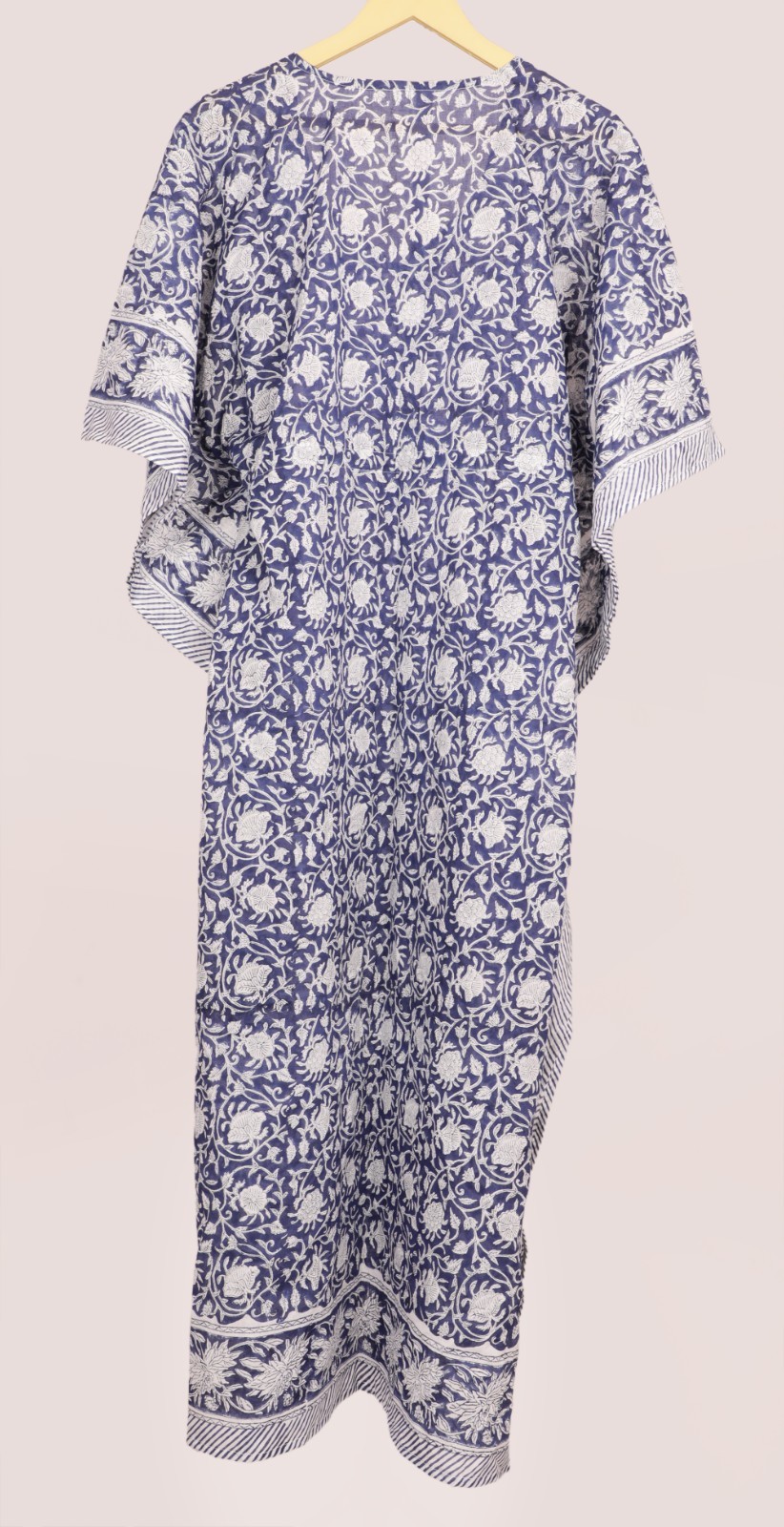 TARRIF FREE✅0% CHARGE Hand Block Long Kaftan 100%Cotton 52 Inches Dress KF-69