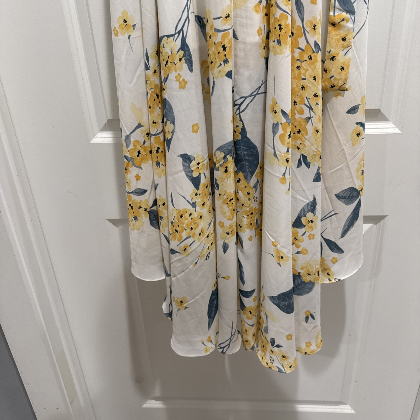 Lulus Multicolor Cute Spring White Yellow Blue Floral Wrap High Low Dress Sz S