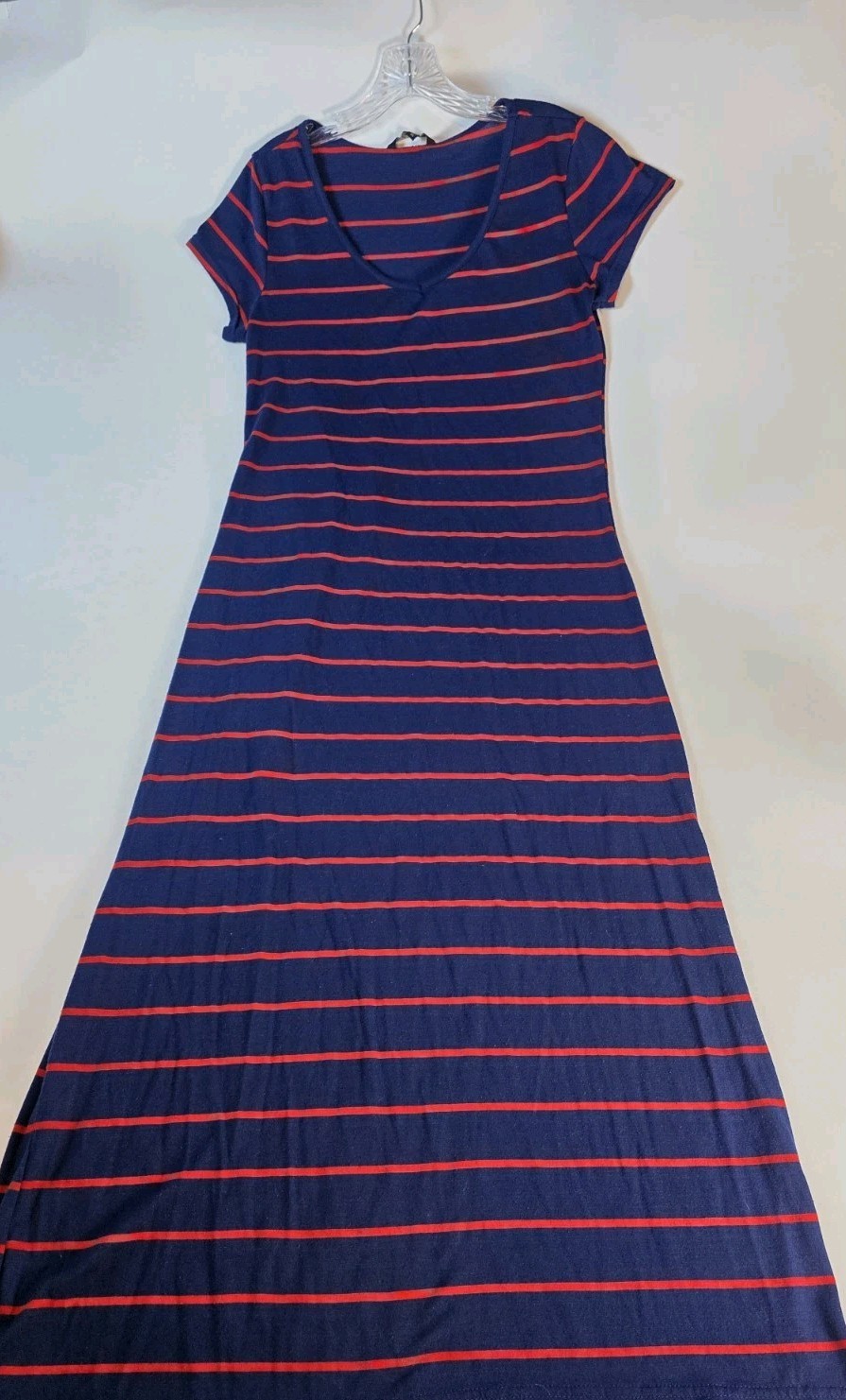 Just Love Women’s XL Large Red Blue Stripe Sleeveless Cute Long Maxi Dress