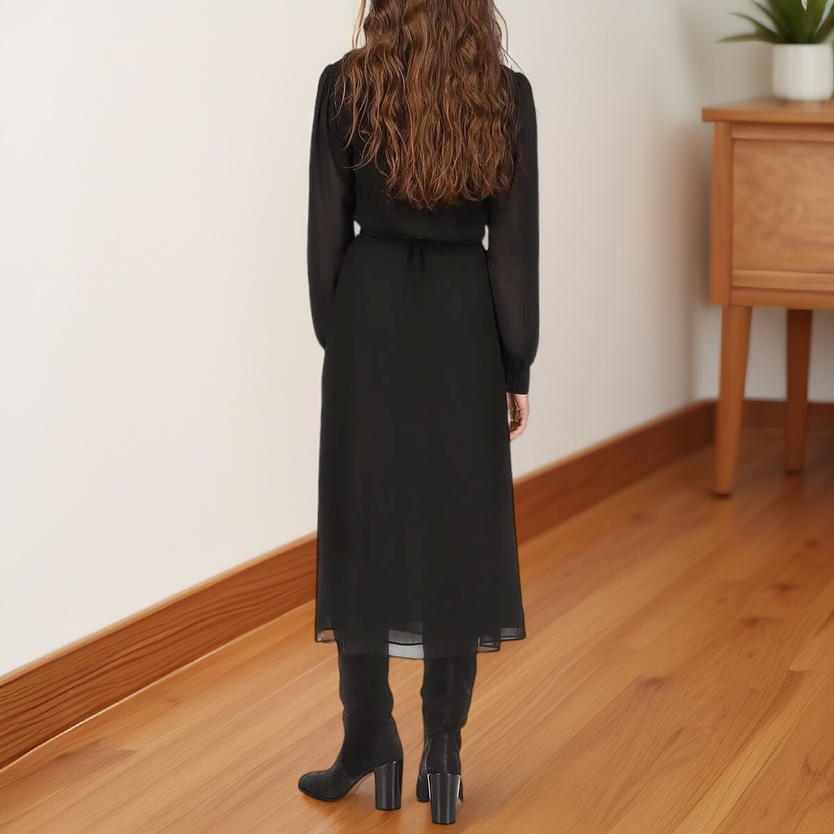 Michael Michael Kors Womens Kate Belted Button Down Midi Dress Black Size PS NWT