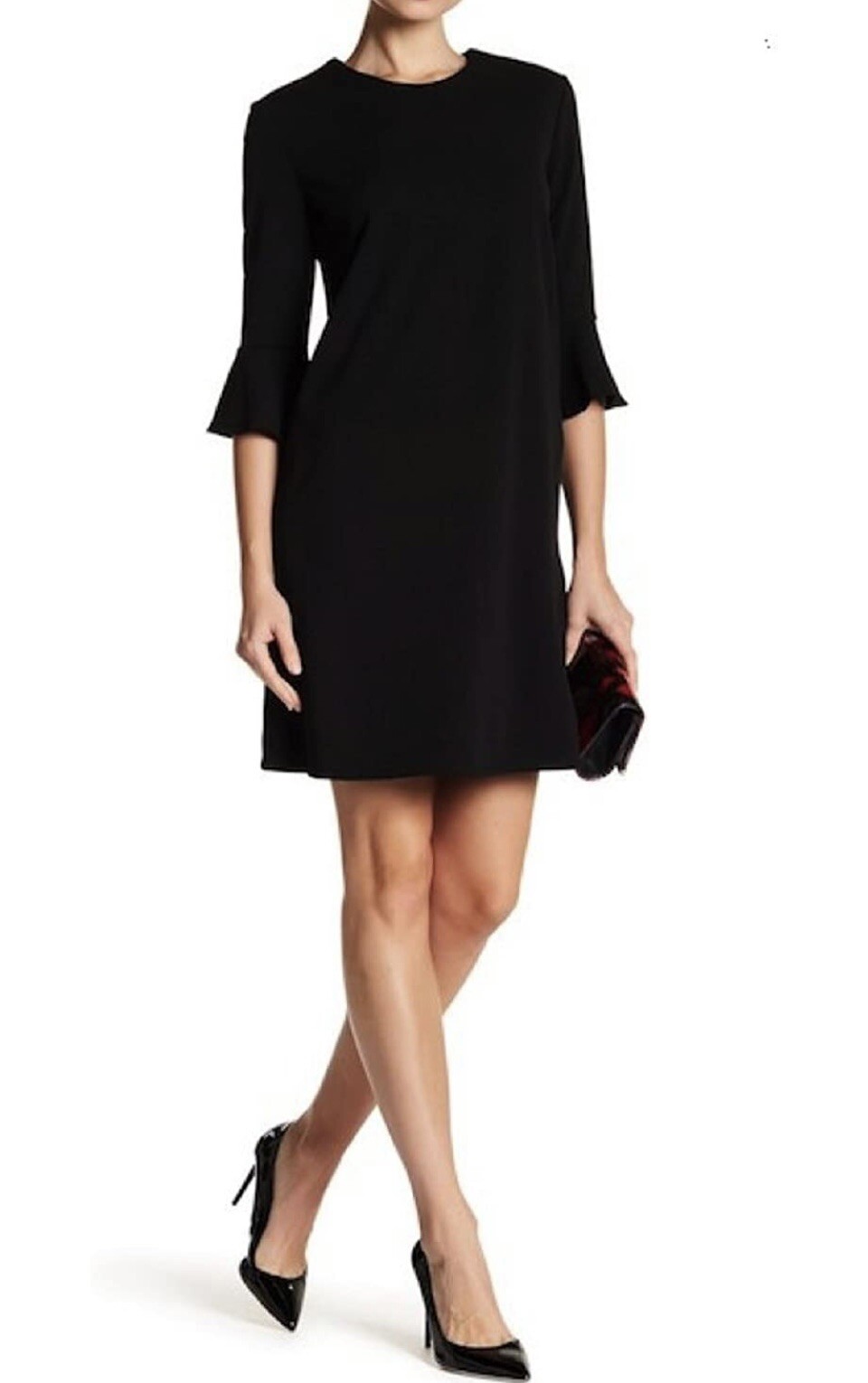 New ABS Collection Ladies’ 3/4 Bell Sleeve Shift Dress Small S Black