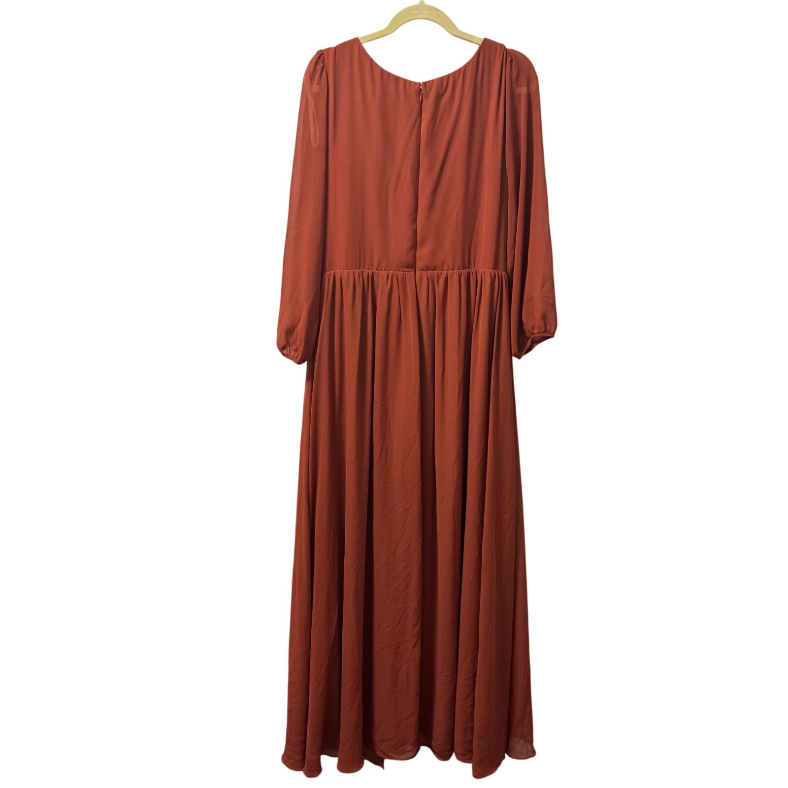 Eva Rust Orange V-Neck Long Sleeve Maxi Dress Sz 3XL Long evening dress