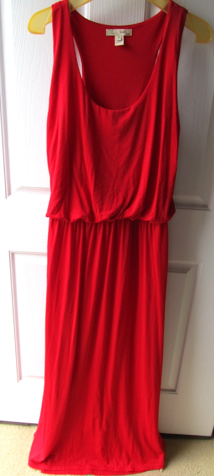 NEW Sauci Plus Size 2X Red Racerback Maxi Length Sleeveless Blouson Casual Dress