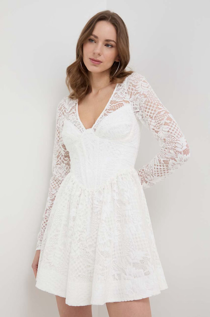 Bardot Size US 10 / XL / UK 14 / EU 42 Ivory Ellie Lace Corset Mini Dress