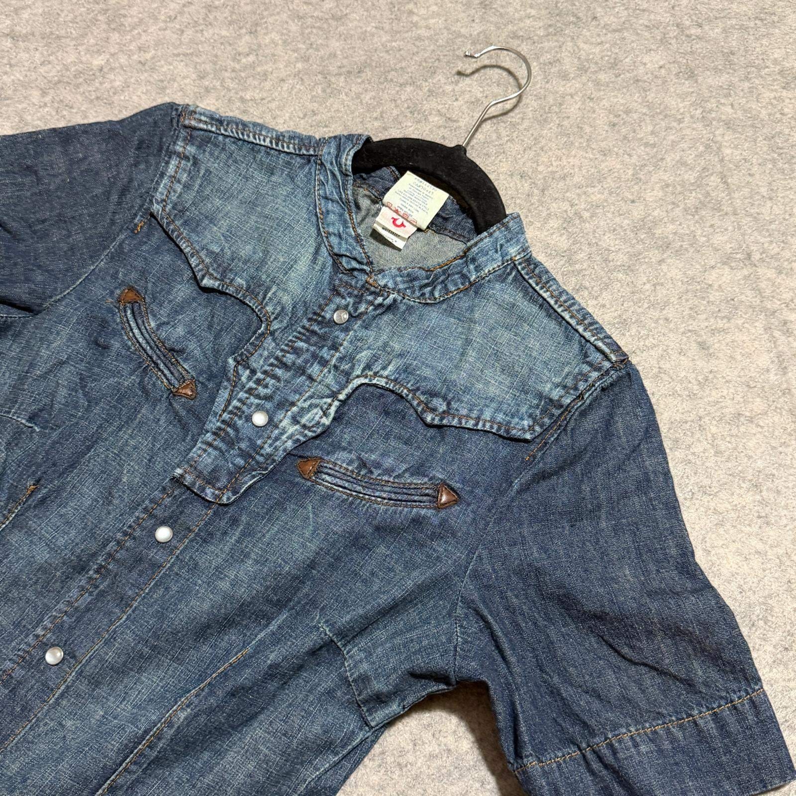 True Religion Womens Denim Mini Dress Blue Western Snap Front Size 8 W07E092EP