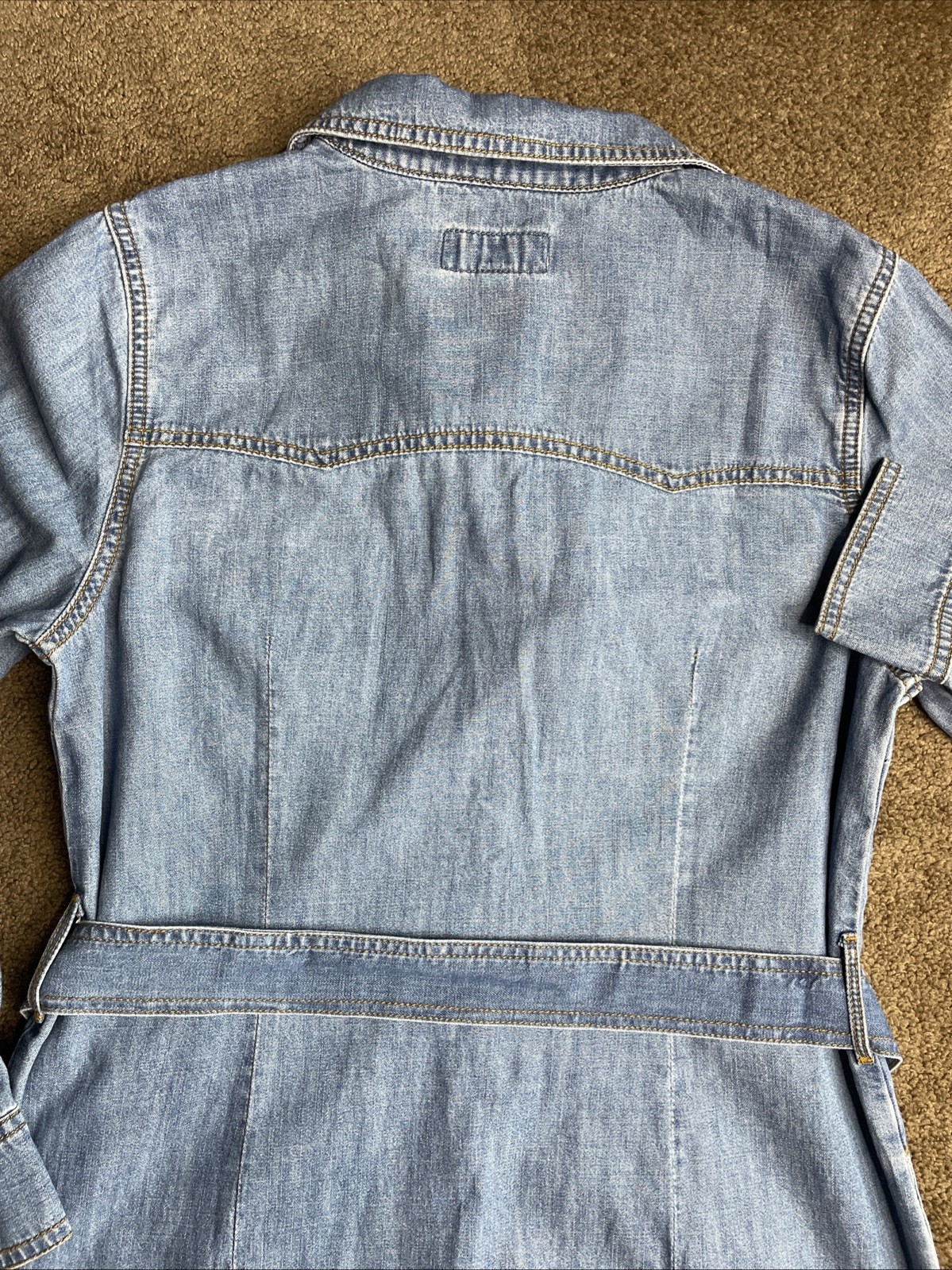 Wrangler Belted Denim Midi Dress Size-S Blues- Jean Dress- NWT- Two Side Pockets