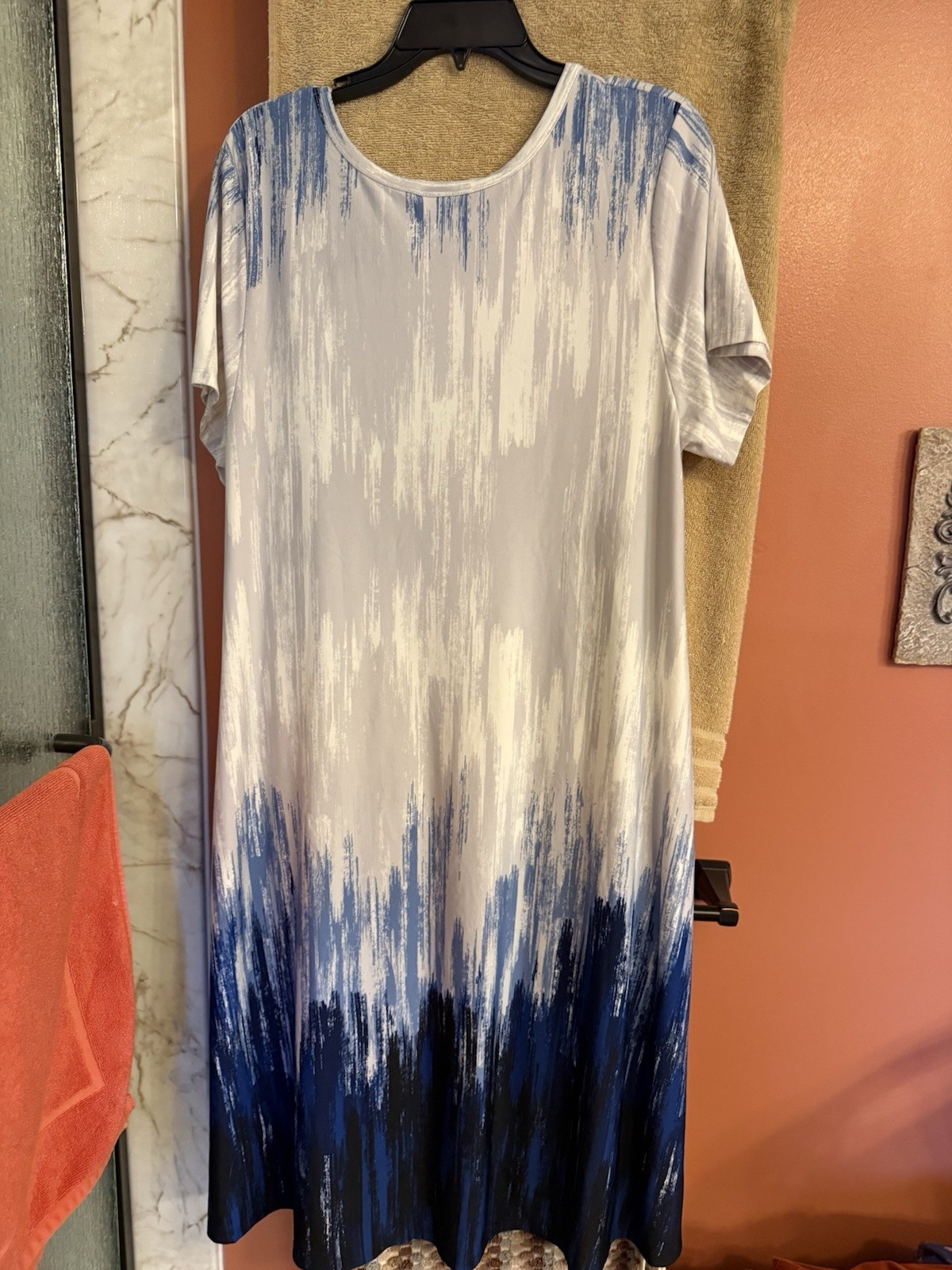 NWT LuLaRoe 2XL Jessie Dress with Pockets Blue Tie Dye Ombre