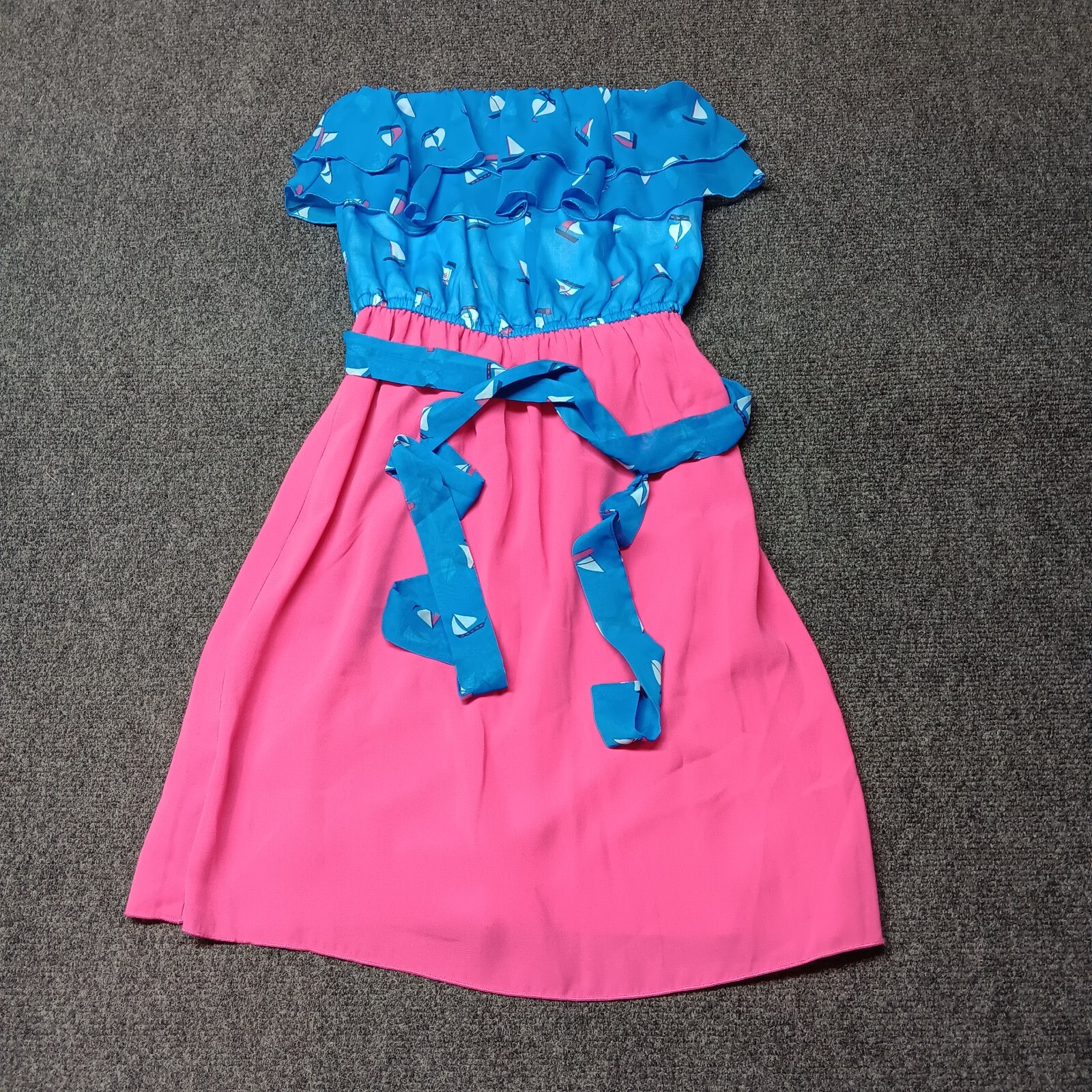 Maurices Mini Dress Women XS Extra Small Blue Pink Sailing Belted Lightweight
