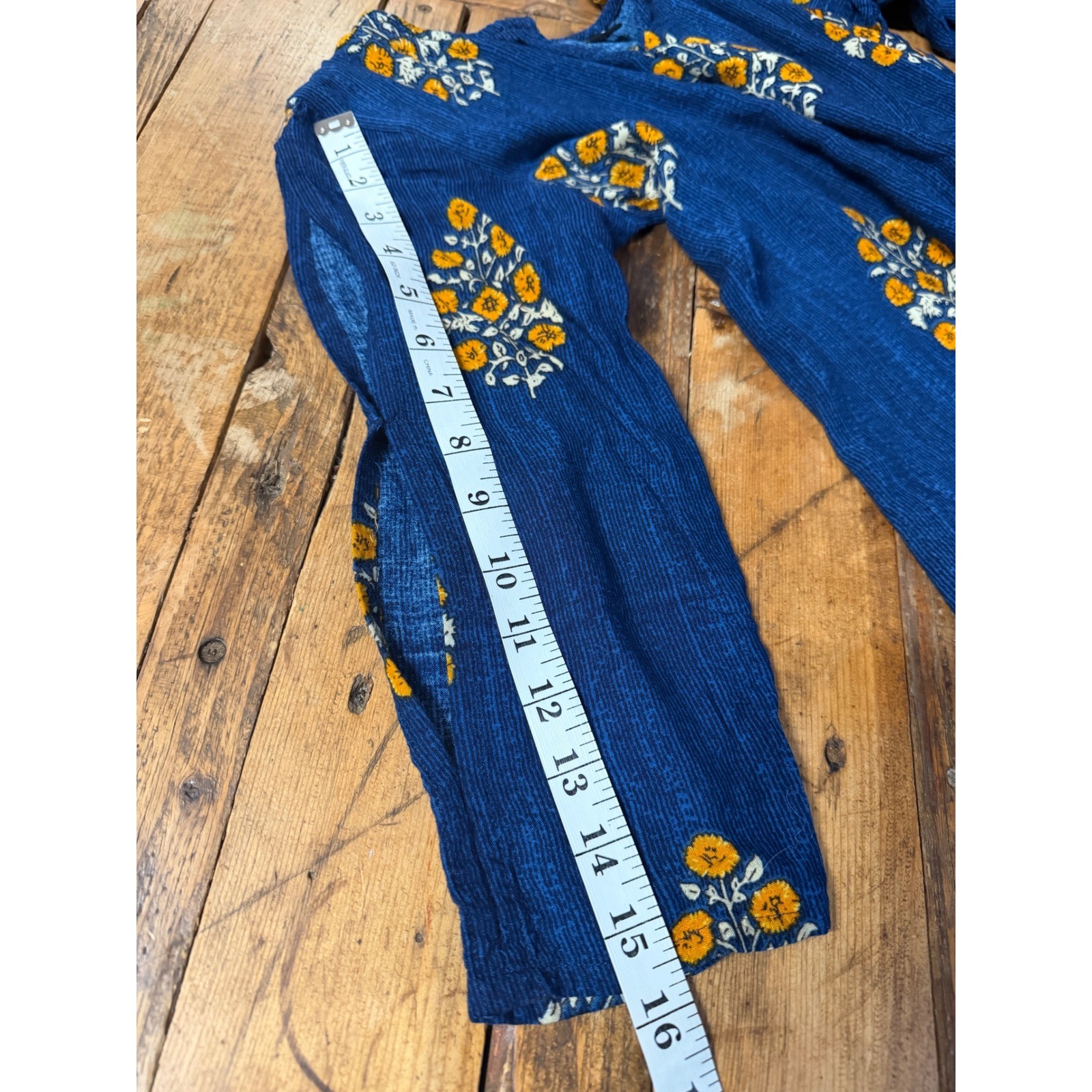 Blue Floral Midi Dress Womens Small Boho Cottagecore Prairie Festival Folk