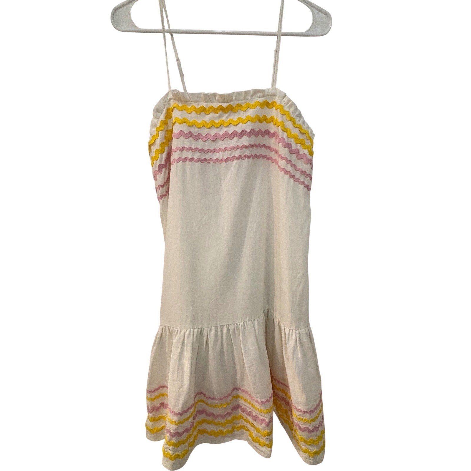 Lisa Marie Fernandez Target Ric-Rac Mini Dress White Pink Yellow XS NWT