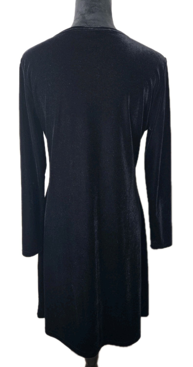 Jacqueline Ferrar Black Velvet Long Sleeve Midi Dress Size 6 Classic Holiday