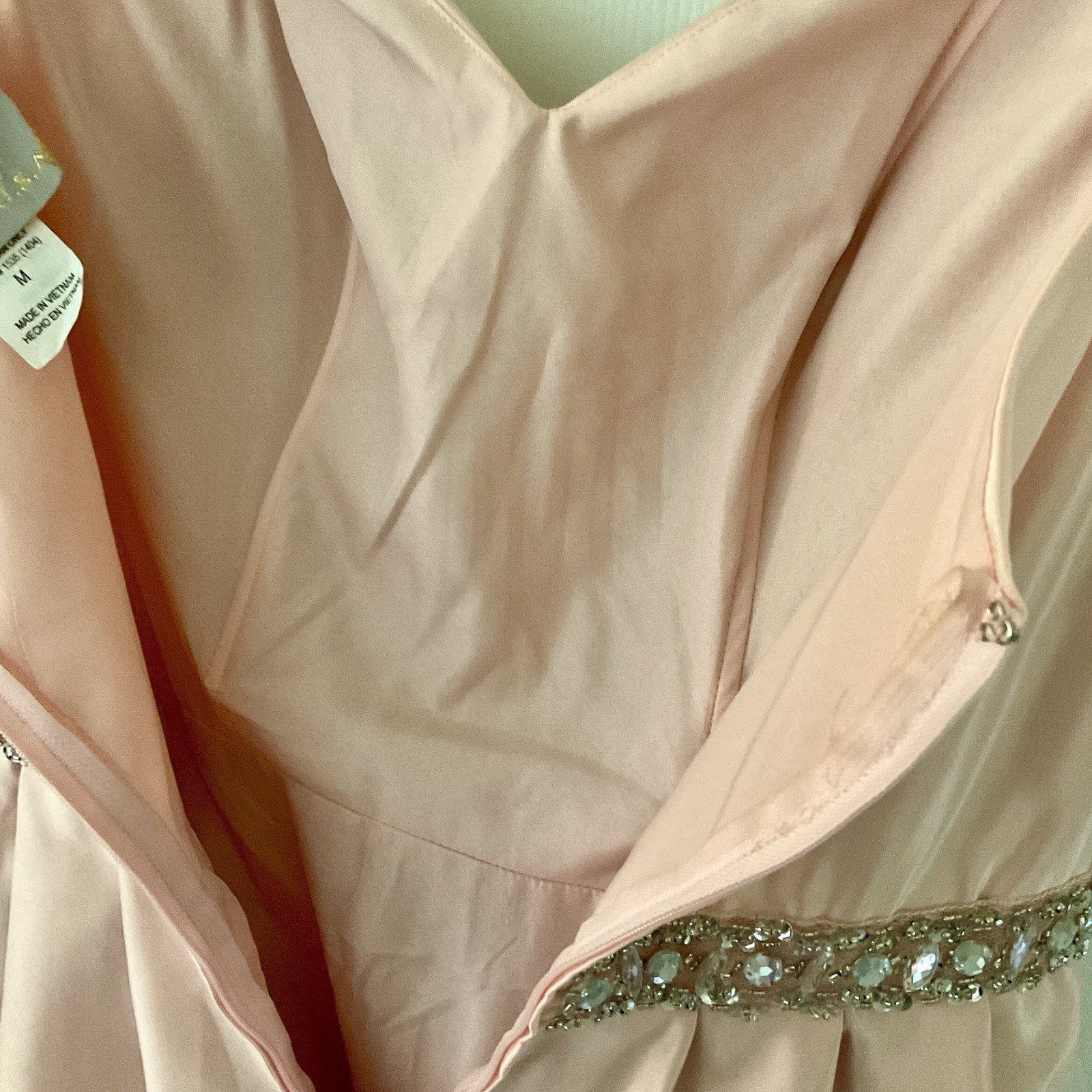 Cindy Collection Fit N Flare Dress Mini Pink Satin Rhinestone Prom Wedding Gown
