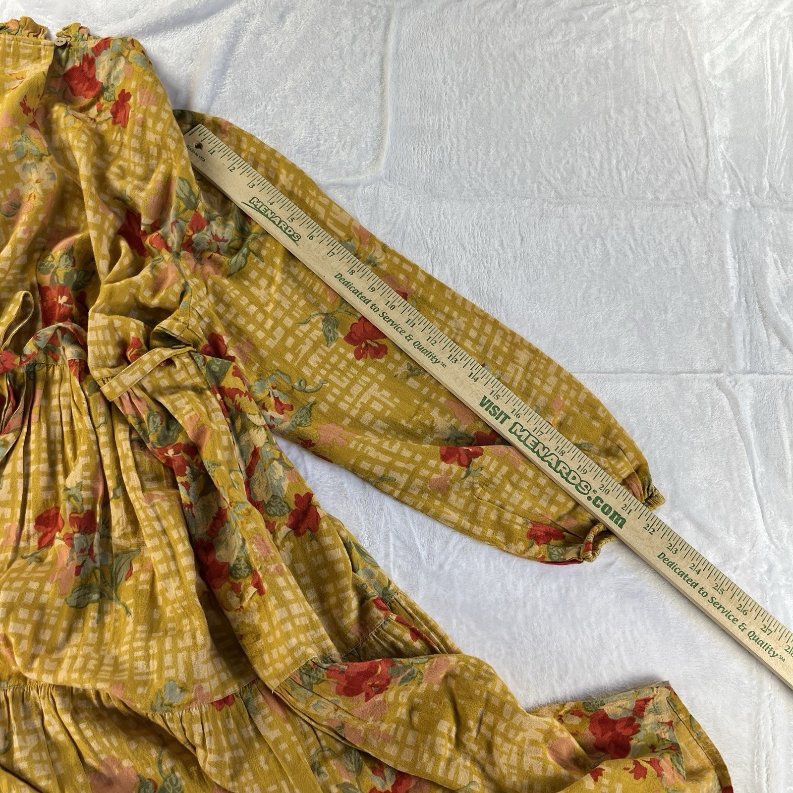 April Cornell Dress M Lisbon Rose Yellow Floral Boho Prairie Cottagecore Pockets