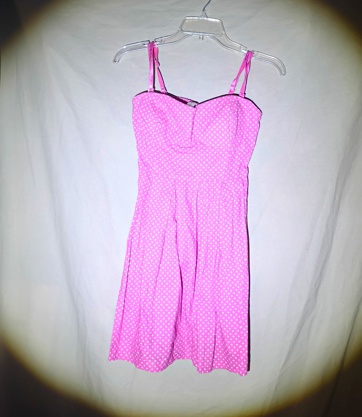 No Boundaries Pink White Polka Dot Sweetheart Sundress Size Medium 7-9