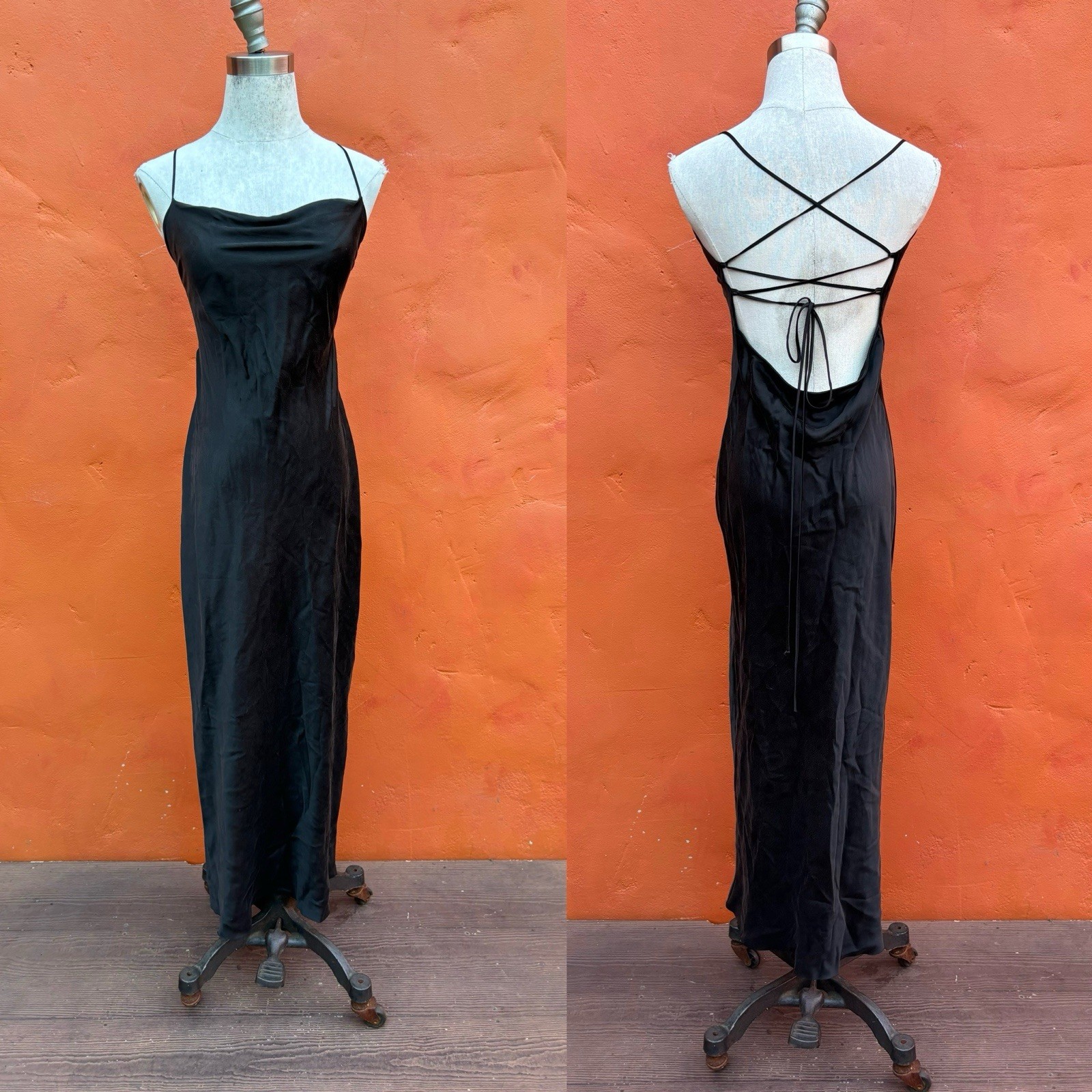 Bec & Bridge Black Silk Slip Dress Party Cocktail laced laces bias cut