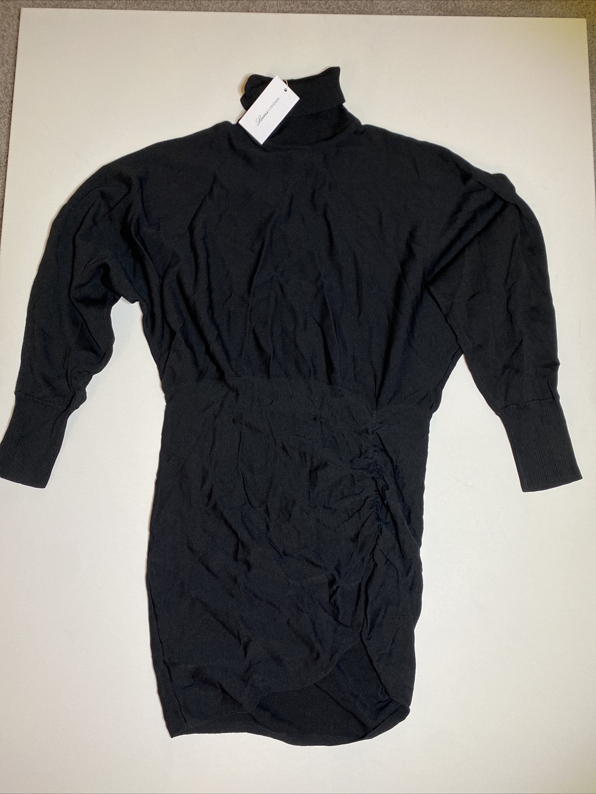 Lovers + Friends Women’s XL Turtleneck Black Knit Dress Cinched NWT Classic