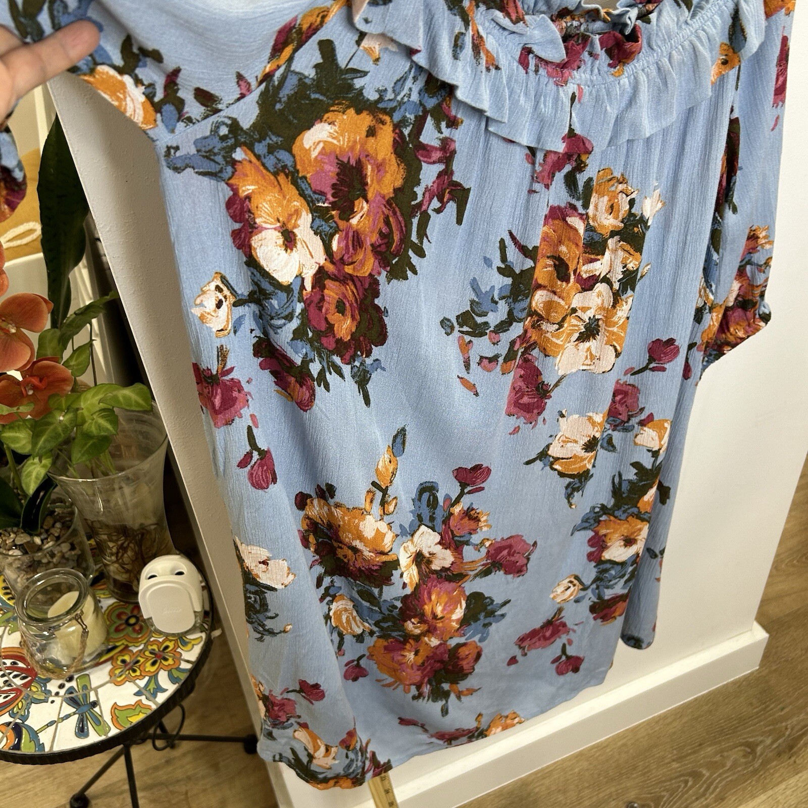 Blu Pepper By Anthropology Cold Shoulder Floral Soft Crinkle Mini Dress Women’s