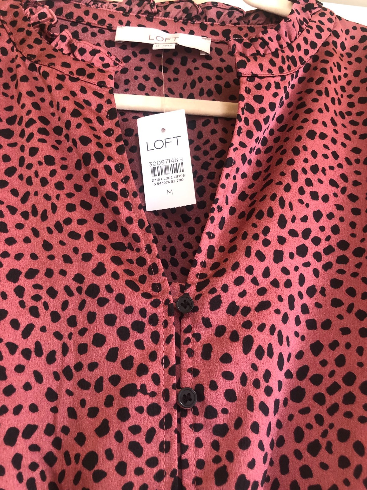 New w Tags Size M LOFT Pink Cheetah Long Sleeve Belt Dress