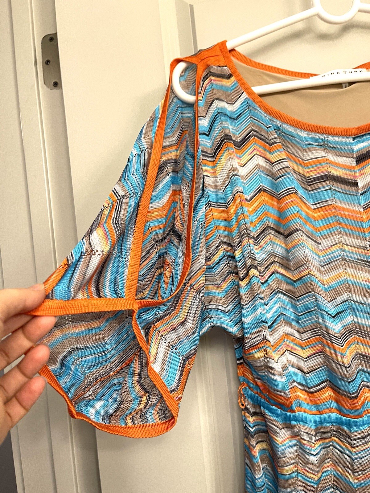 Knit chevron DRESS size medium 268$ NWT boho stunning